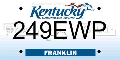249EWP Kentucky License Plate