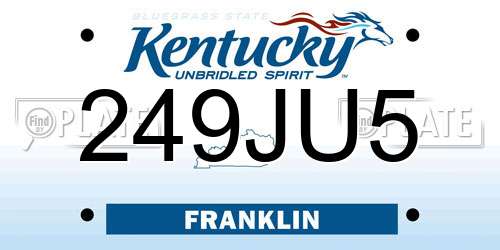 249JU5 Kentucky License Plate