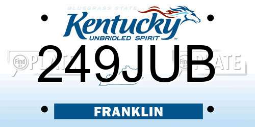 249JUB Kentucky License Plate