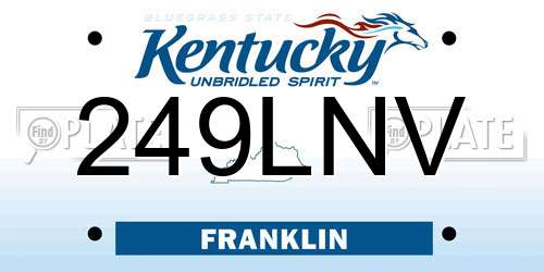 249LNV Kentucky License Plate