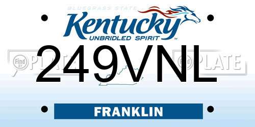 249VNL Kentucky License Plate