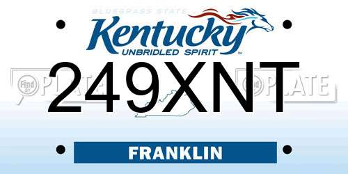 249XNT Kentucky License Plate