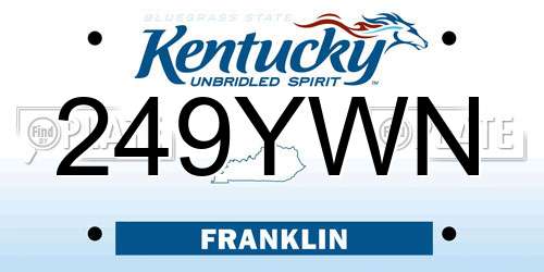 249YWN Kentucky License Plate