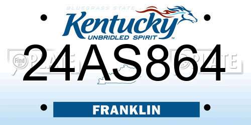 24AS864 Kentucky License Plate