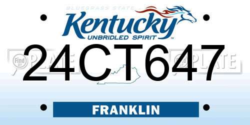 24CT647 Kentucky License Plate