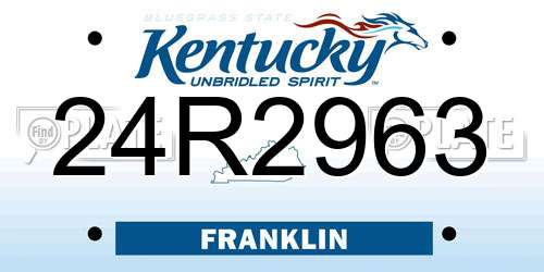 24R2963 Kentucky License Plate