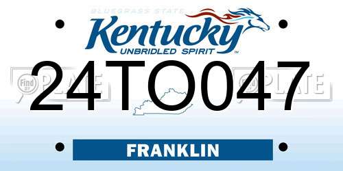 24TO047 Kentucky License Plate