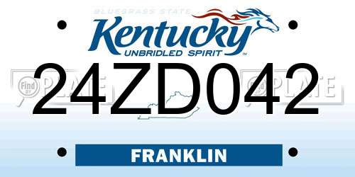 24ZD042 Kentucky License Plate