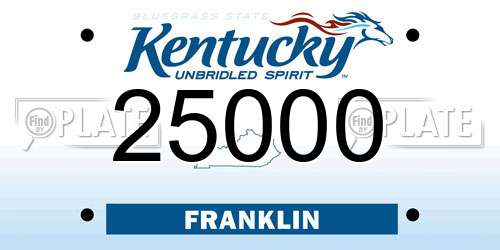 25000 Kentucky License Plate