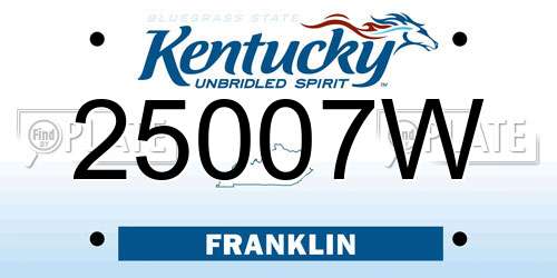 25007W Kentucky License Plate