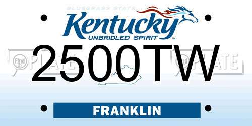 2500TW Kentucky License Plate