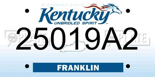 25019A2 Kentucky License Plate