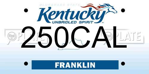 250CAL Kentucky License Plate