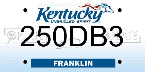 250DB3 Kentucky License Plate