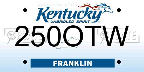 250OTW Kentucky License Plate
