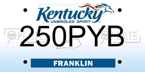 250PYB Kentucky License Plate