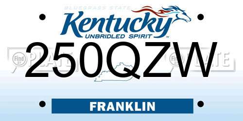 250QZW Kentucky License Plate
