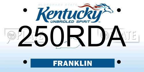 250RDA Kentucky License Plate