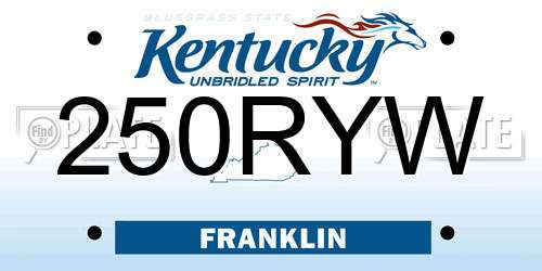 250RYW Kentucky License Plate