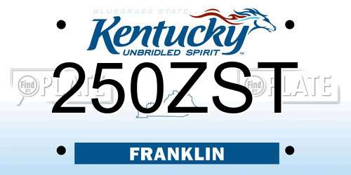 250ZST Kentucky License Plate