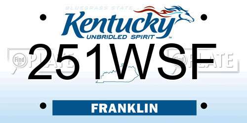 251WSF Kentucky License Plate