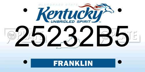 25232B5 Kentucky License Plate
