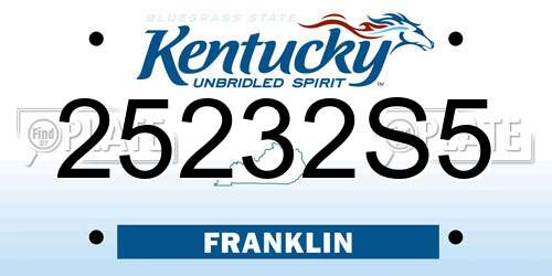 25232S5 Kentucky License Plate