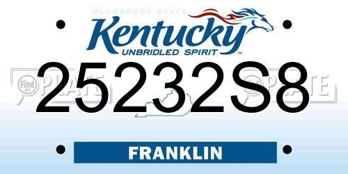 25232S8 Kentucky License Plate