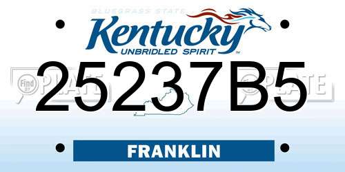 25237B5 Kentucky License Plate