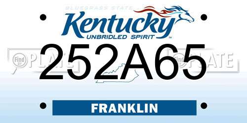 252A65 Kentucky License Plate