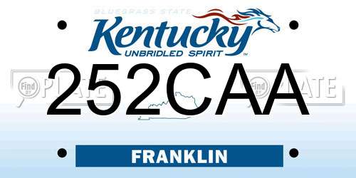 252CAA Kentucky License Plate