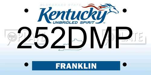 252DMP Kentucky License Plate