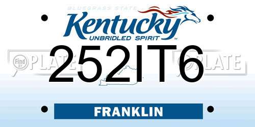 252IT6 Kentucky License Plate