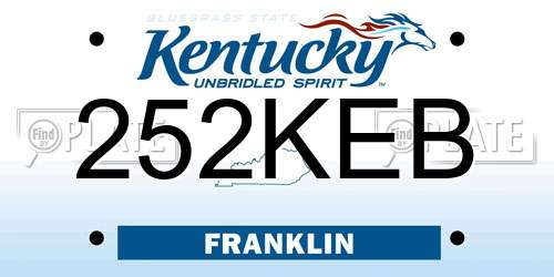252KEB Kentucky License Plate