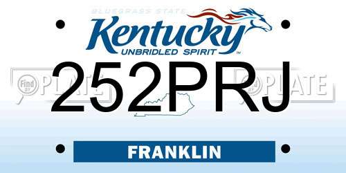 252PRJ Kentucky License Plate