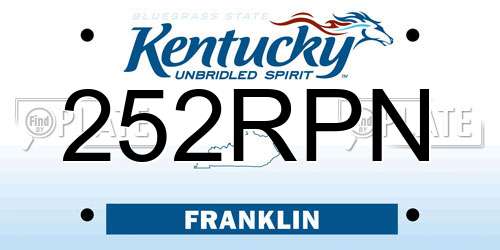 252RPN Kentucky License Plate