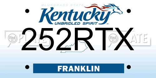 252RTX Kentucky License Plate