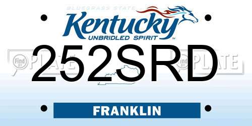 252SRD Kentucky License Plate
