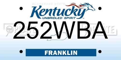252WBA Kentucky License Plate