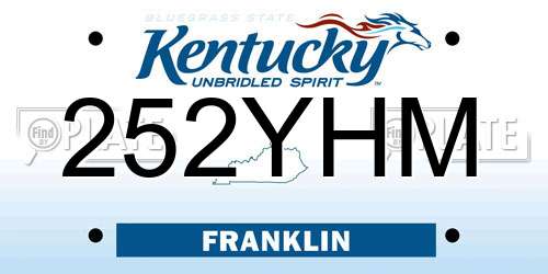252YHM Kentucky License Plate