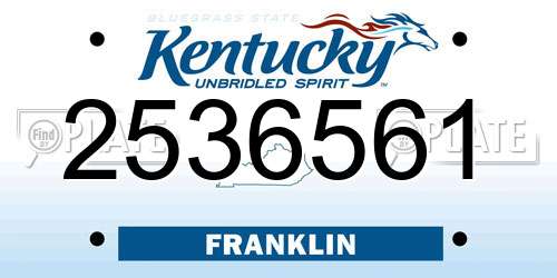2536561 Kentucky License Plate
