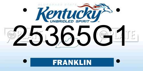 25365G1 Kentucky License Plate