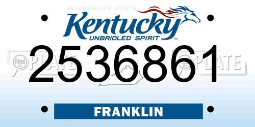 2536861 Kentucky License Plate