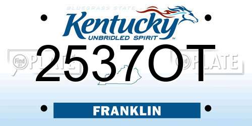2537OT Kentucky License Plate