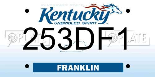 253DF1 Kentucky License Plate
