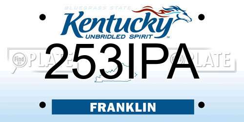 253IPA Kentucky License Plate