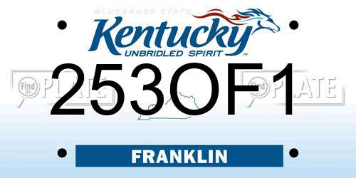 253OF1 Kentucky License Plate