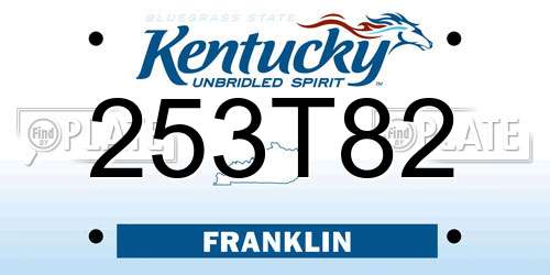 253T82 Kentucky License Plate