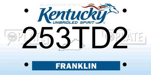 253TD2 Kentucky License Plate