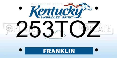 253TOZ Kentucky License Plate